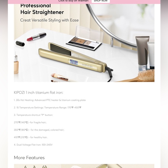 “New” KIPOZI Professional Hair Straightener Salon Flat Iron Hair Styler.  1 In - Picture 9 of 16